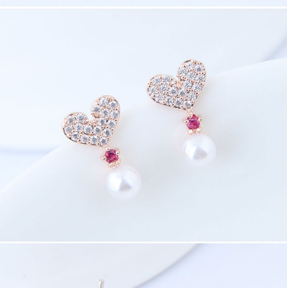 18kt Gold Filled Crystal/Pearl Heart Earri…